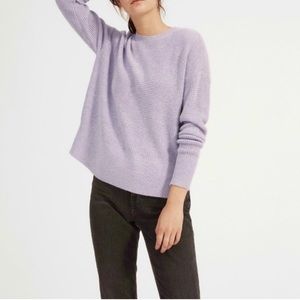 Everlane 100% Cashmere Waffle Square Crew neck lavender Purple sweater XSmall